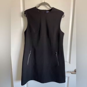 Louis Vuitton Sleeveless Black Shift Dress Size 42 With Faux Front Pockets